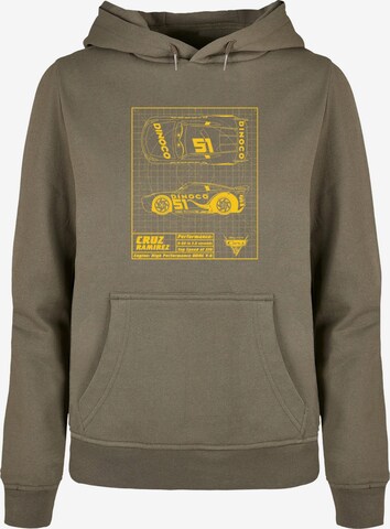 ABSOLUTE CULT Sweatshirt 'Cars - Cruz Ramirez Blueprint' in Green: front