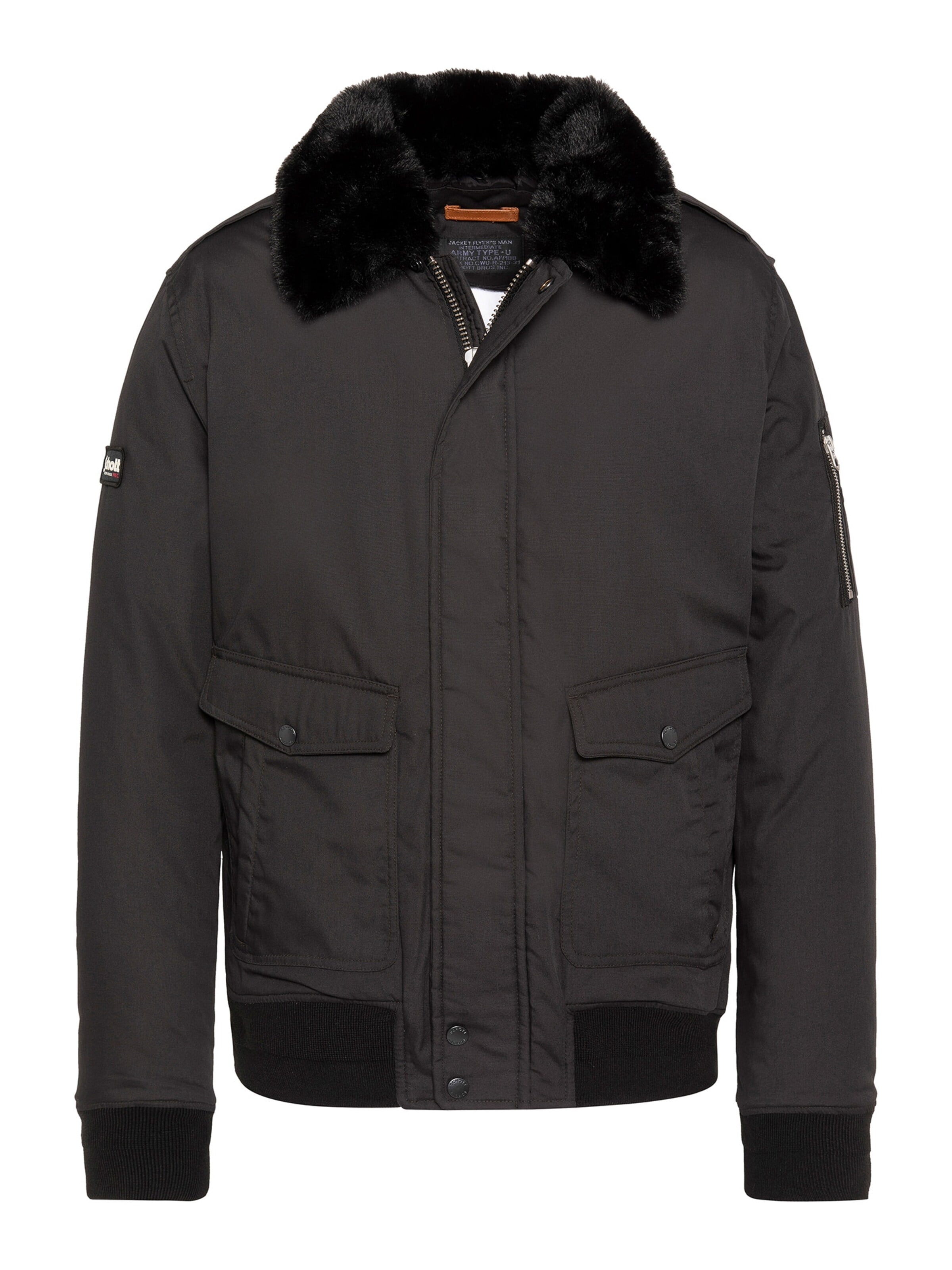Veste mi-saison Schott NYC en noir : devant