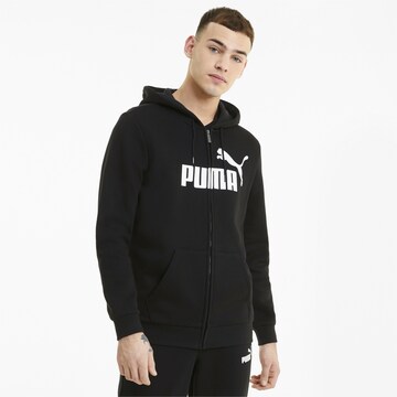 PUMA Спортна жилетка с качулка в черно: отпред