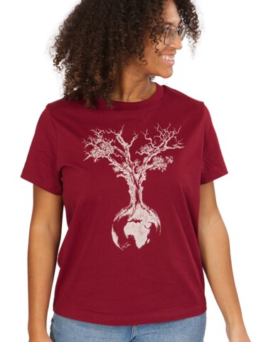 Maglietta 'Weltenbaum' di Life-Tree in rosso