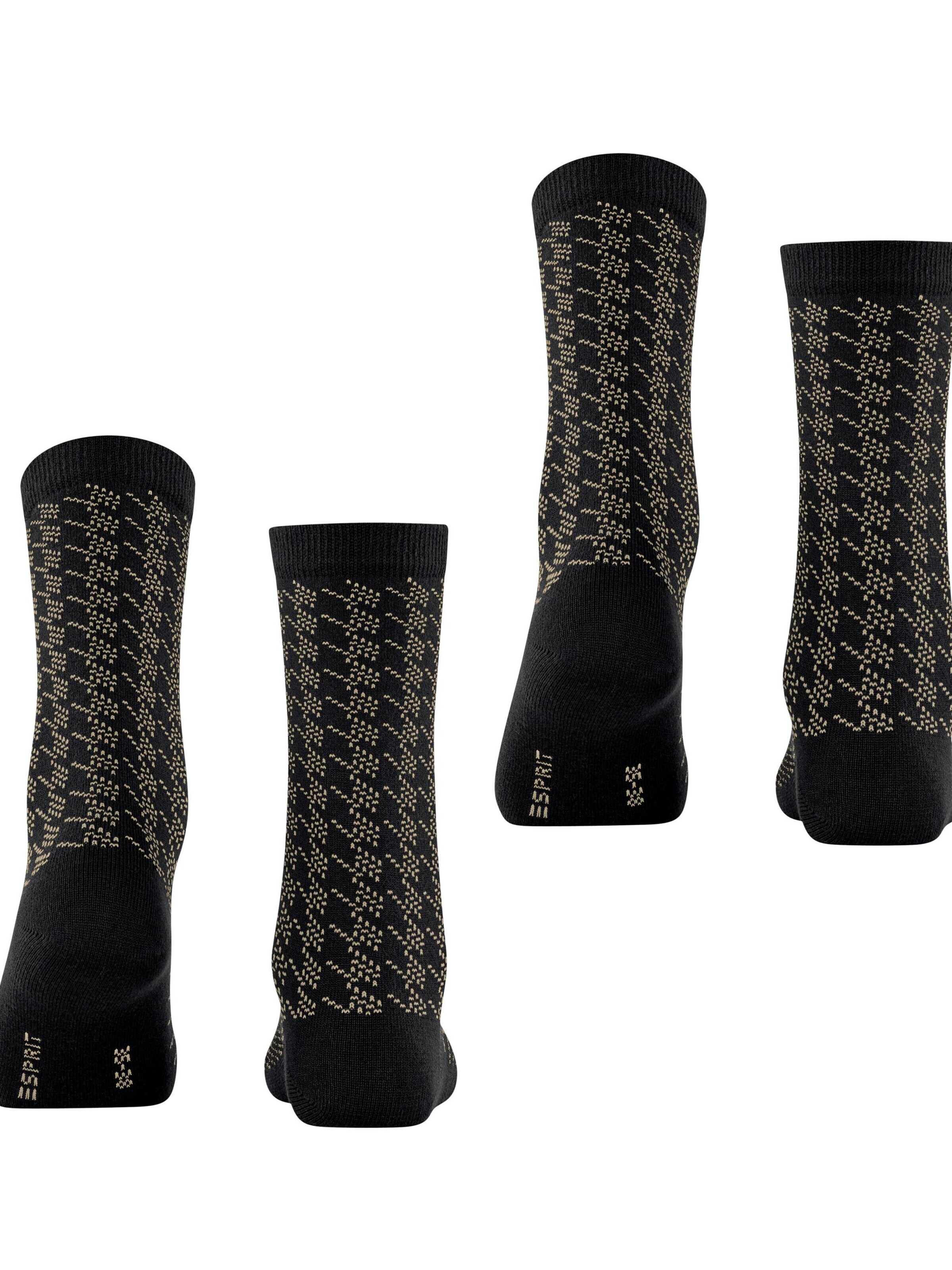 ESPRIT Socks 'Pepita Pattern 2-Pack' in Black