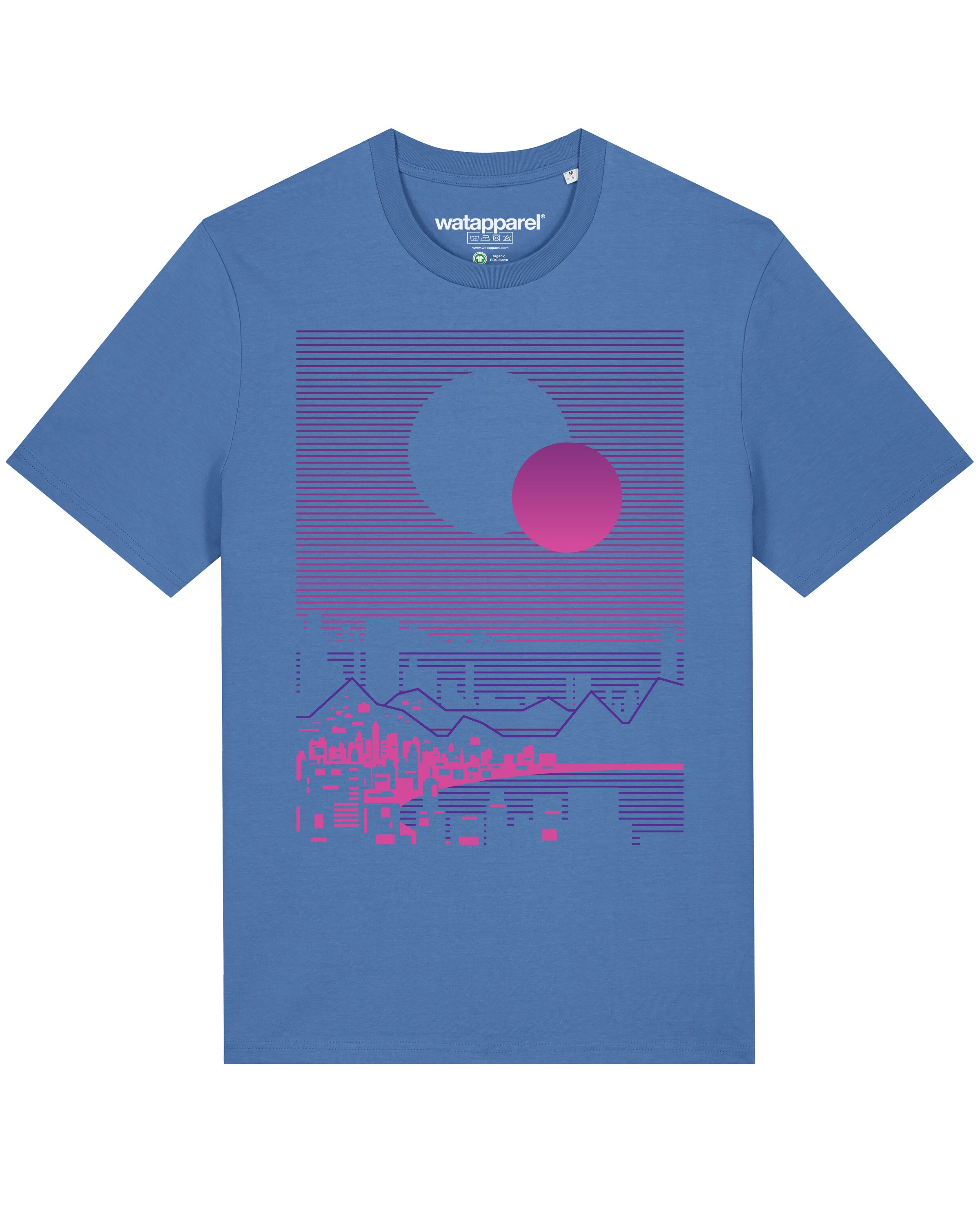 T-Shirt ' Sun and Moon Skyline ' Watapparel en bleu : devant
