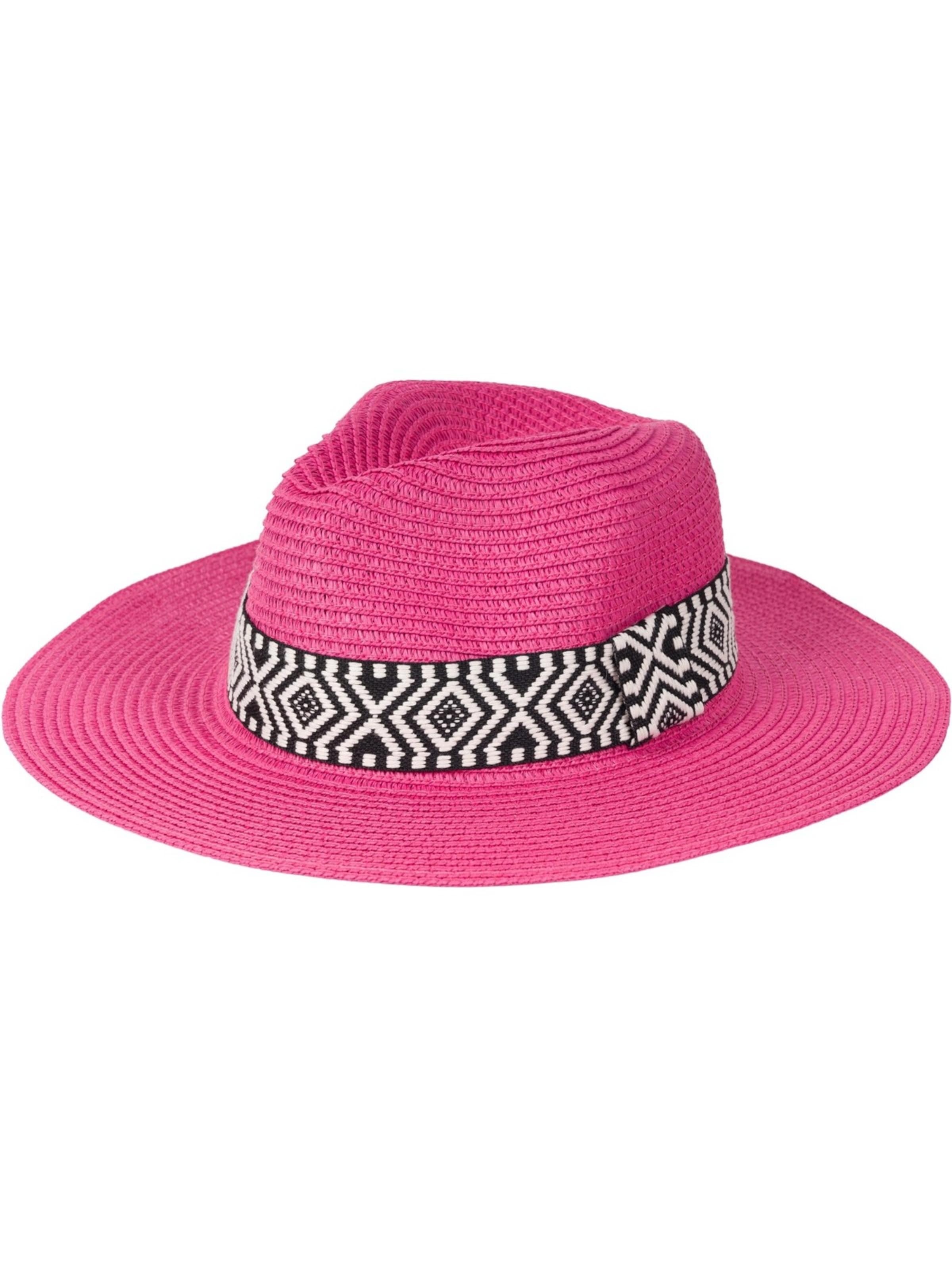 styleBREAKER Hut 'Panama Strohhut Hutband Azteken Muster'‌‌‌‌‌ in Pink
