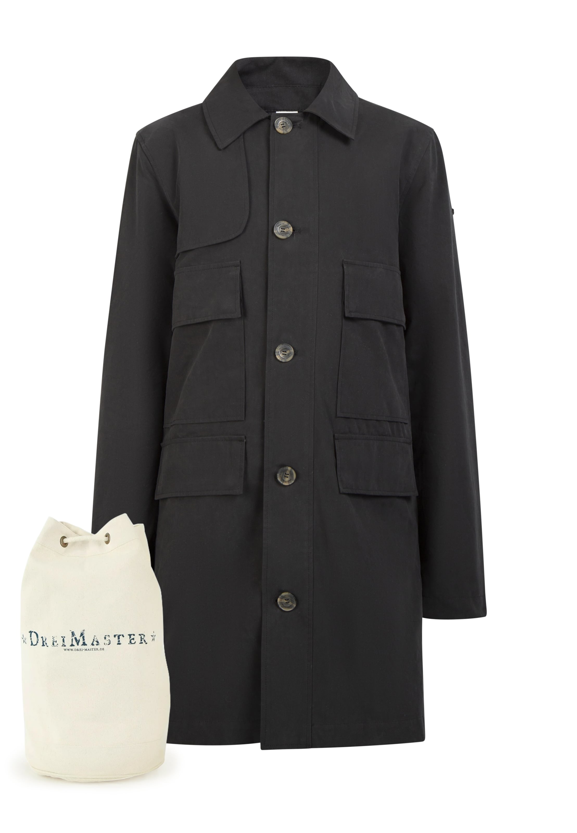 juoda DreiMaster Vintage Demisezoninis paltas: priekis