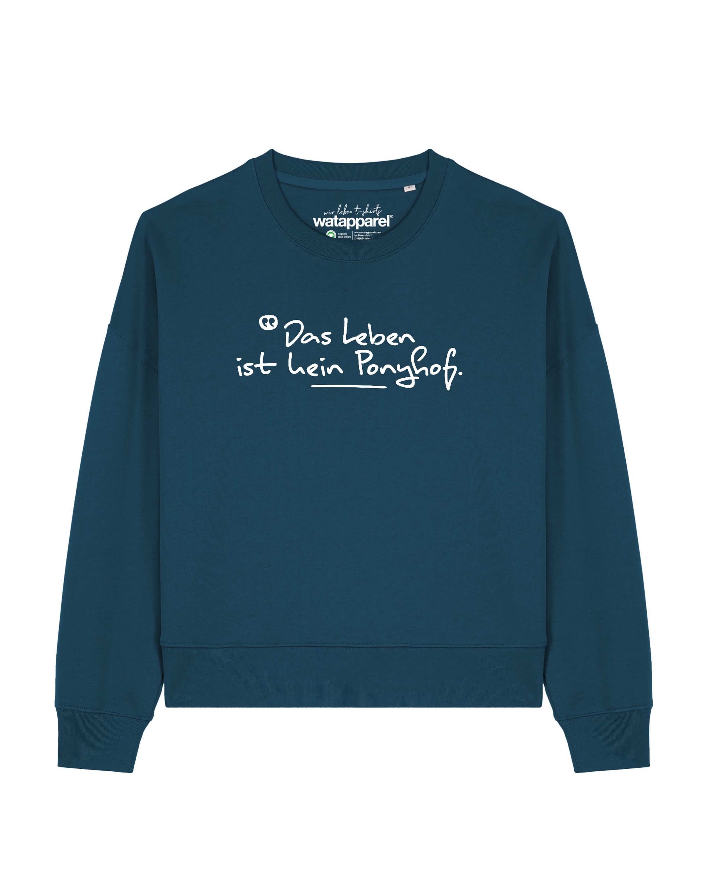 Sweat-shirt 'Das Leben ist kein Ponyhof' Watapparel en vert : devant