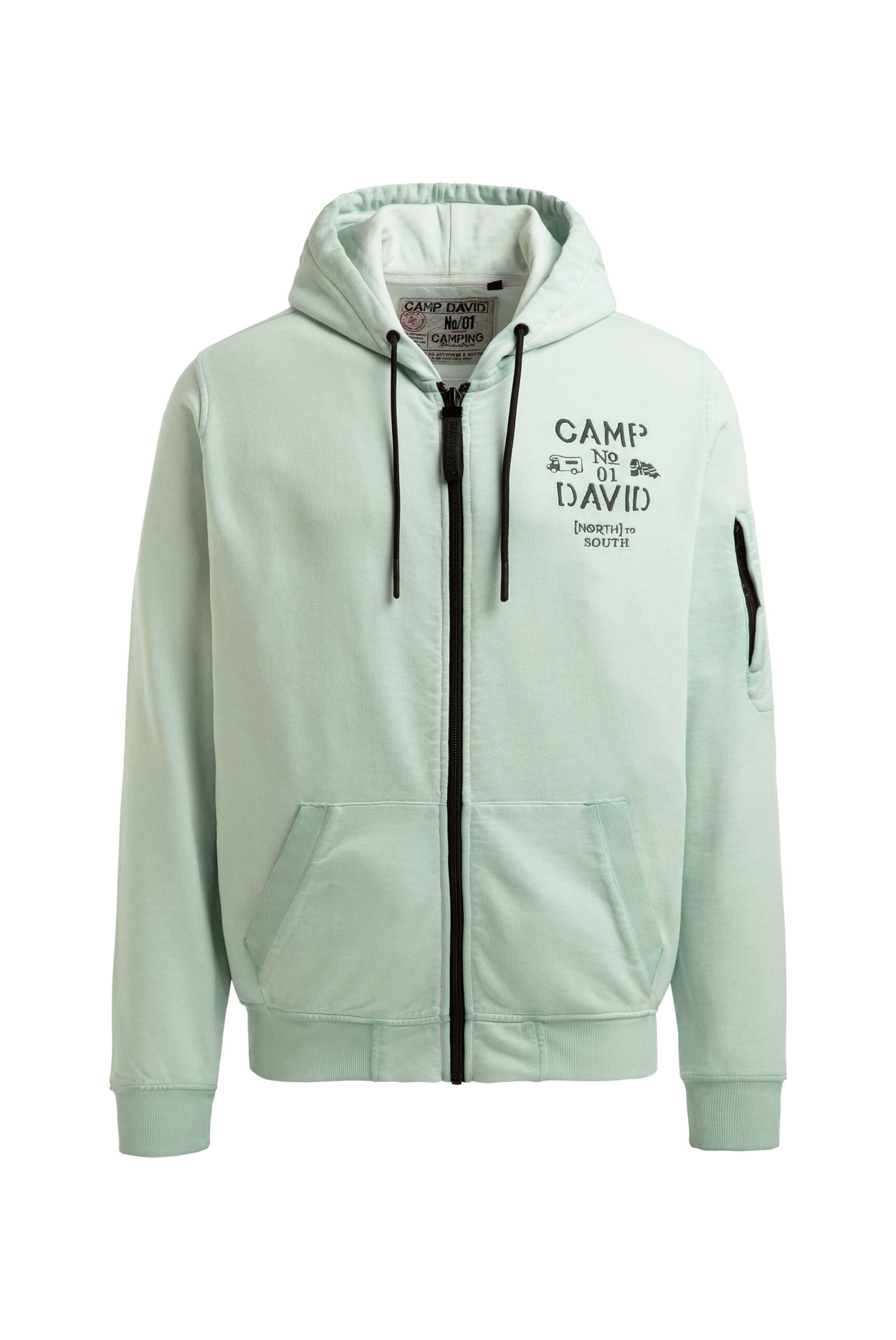 CAMP DAVID Zip-Up Hoodie in Green: front