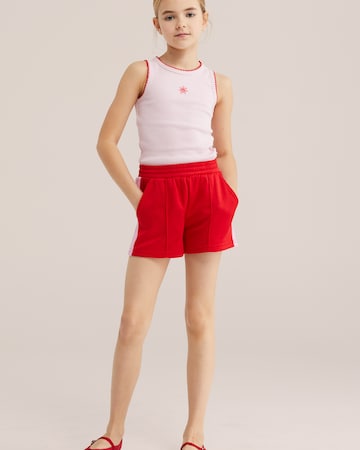 WE Fashion Широка кройка Панталон в червено