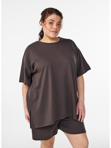 Zizzi Oversize póló 'Mlavna' - barna: elől