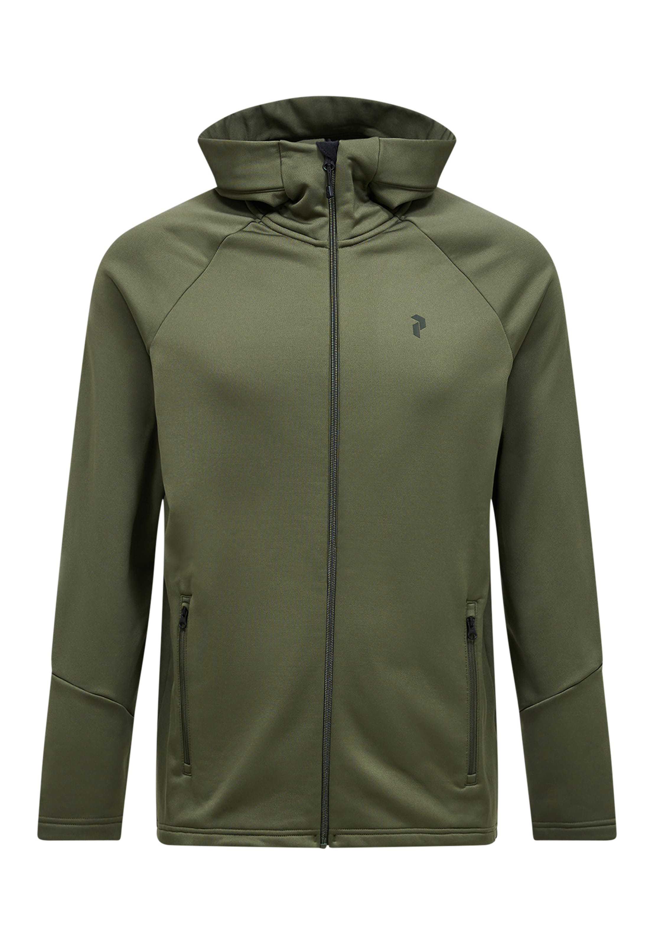 Veste en polaire 'M Rider Essentials Midlayer Zip Hood' PEAK PERFORMANCE en vert : devant