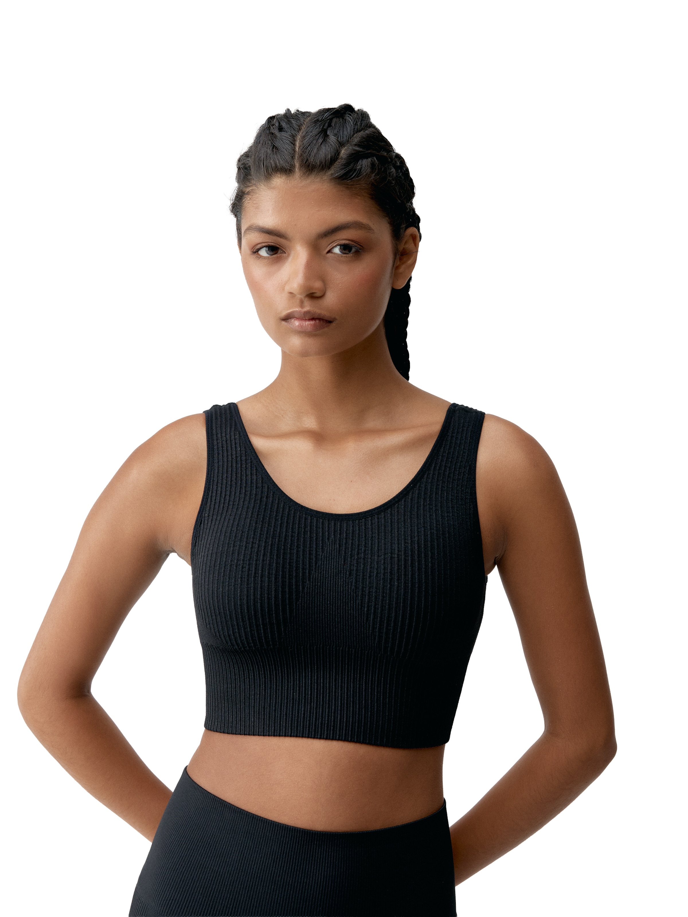 Born Living Yoga Sporttop 'Flow' in de kleur Zwart, Productweergave
