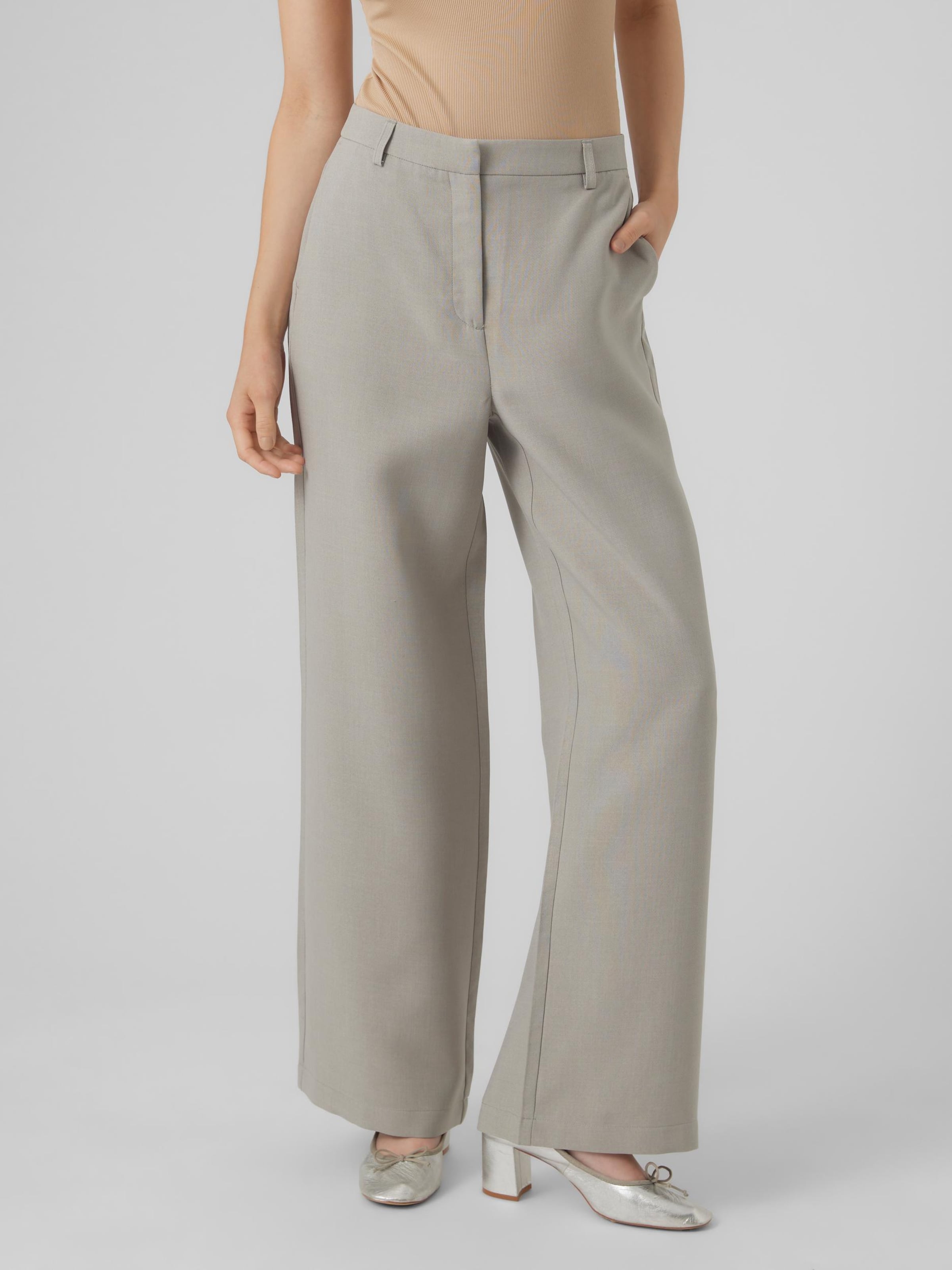 VERO MODA Wide leg Pants in Grey ABOUT YOU
