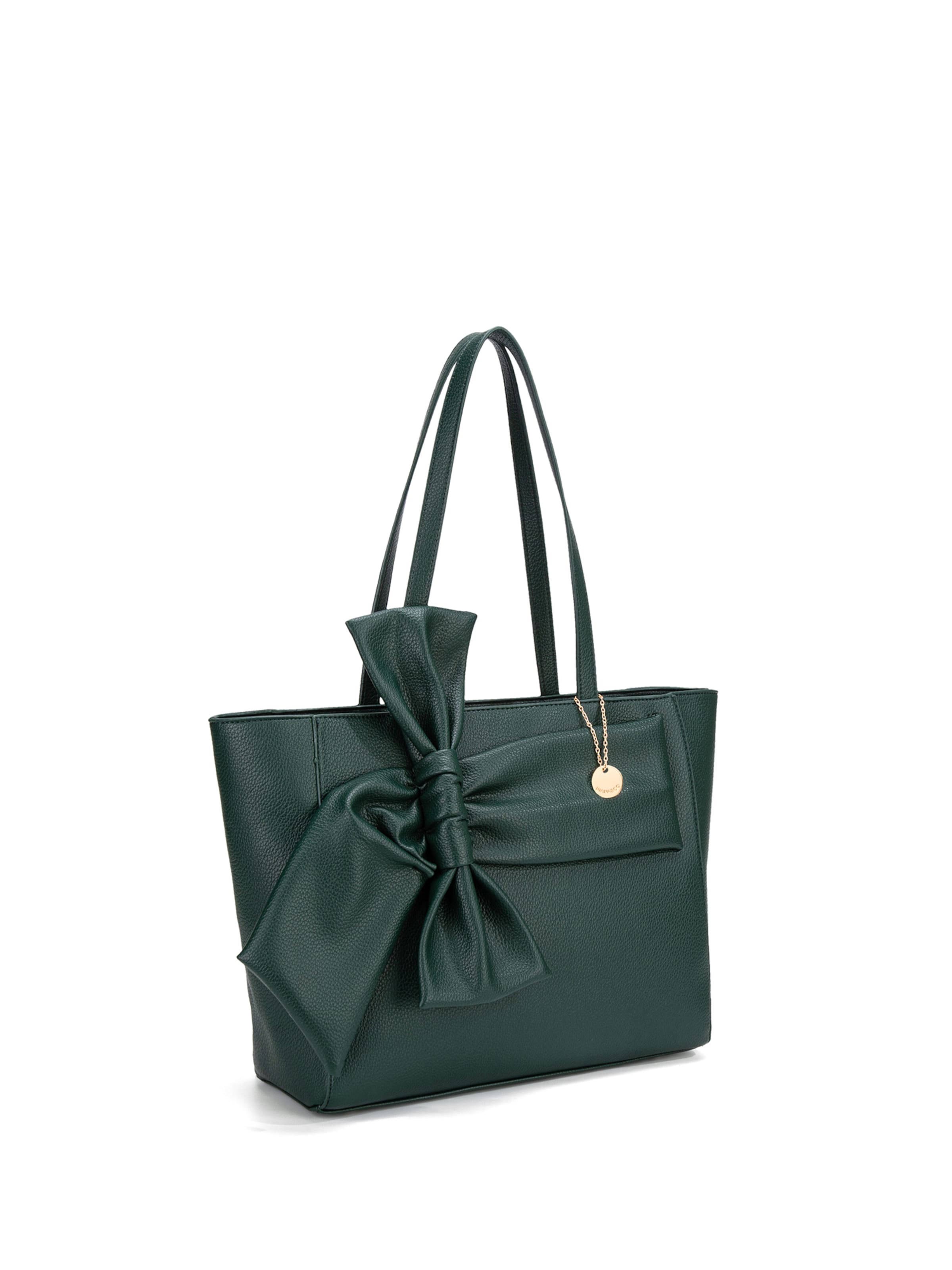 Borsa a spalla 'Borsa a Spalla Donna Velvetine Elite - Pelle Vegana PU con Fiocco' di Diana&Co. in verde