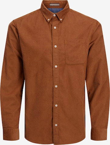 JACK & JONES Button Up Shirt in Brown: front