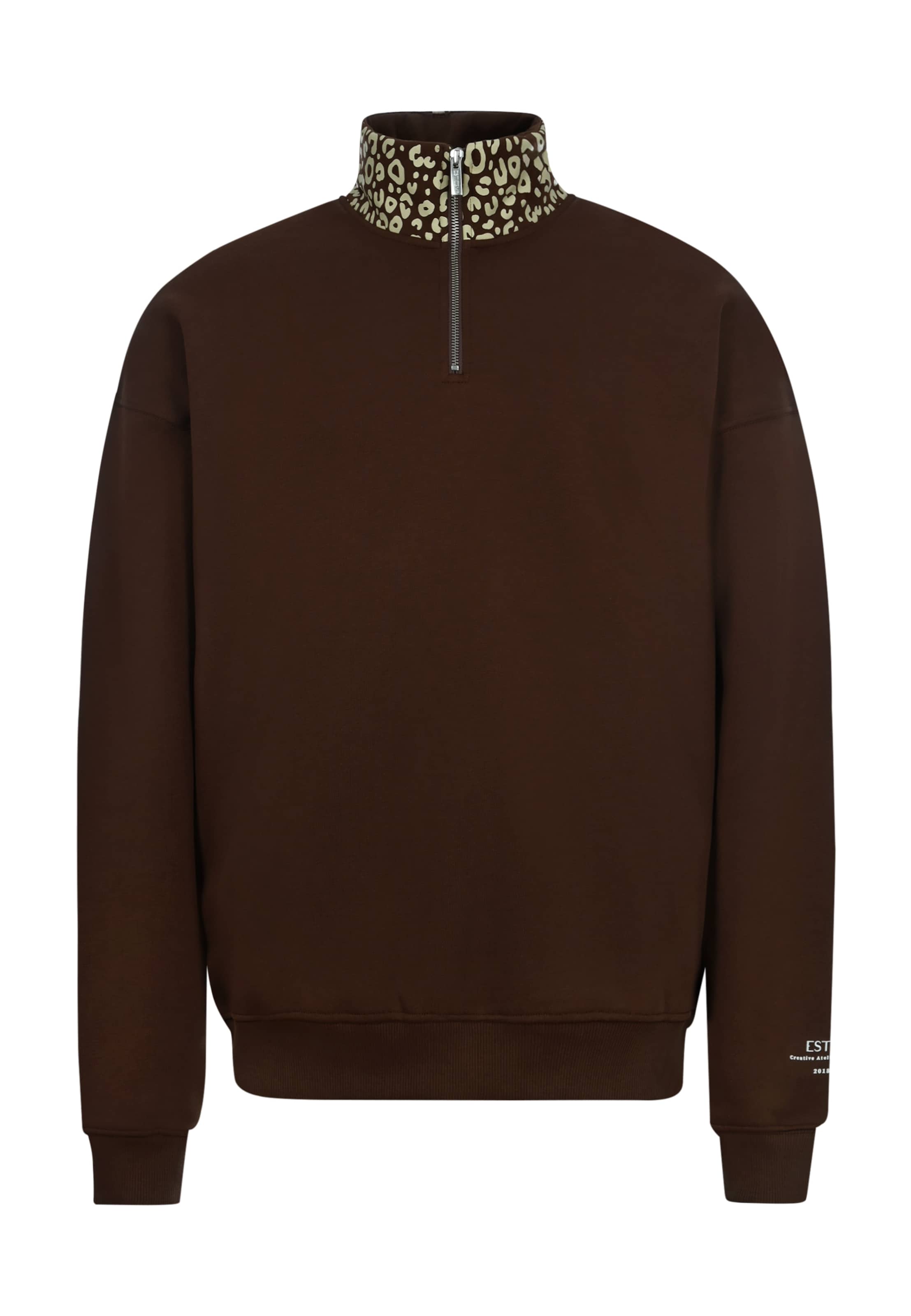 ESTEEM Collegepaita ' Leo Aesthetics Oversized Halfzip ' värissä ruskea: etupuoli