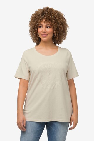 T-shirt Ulla Popken en beige : devant