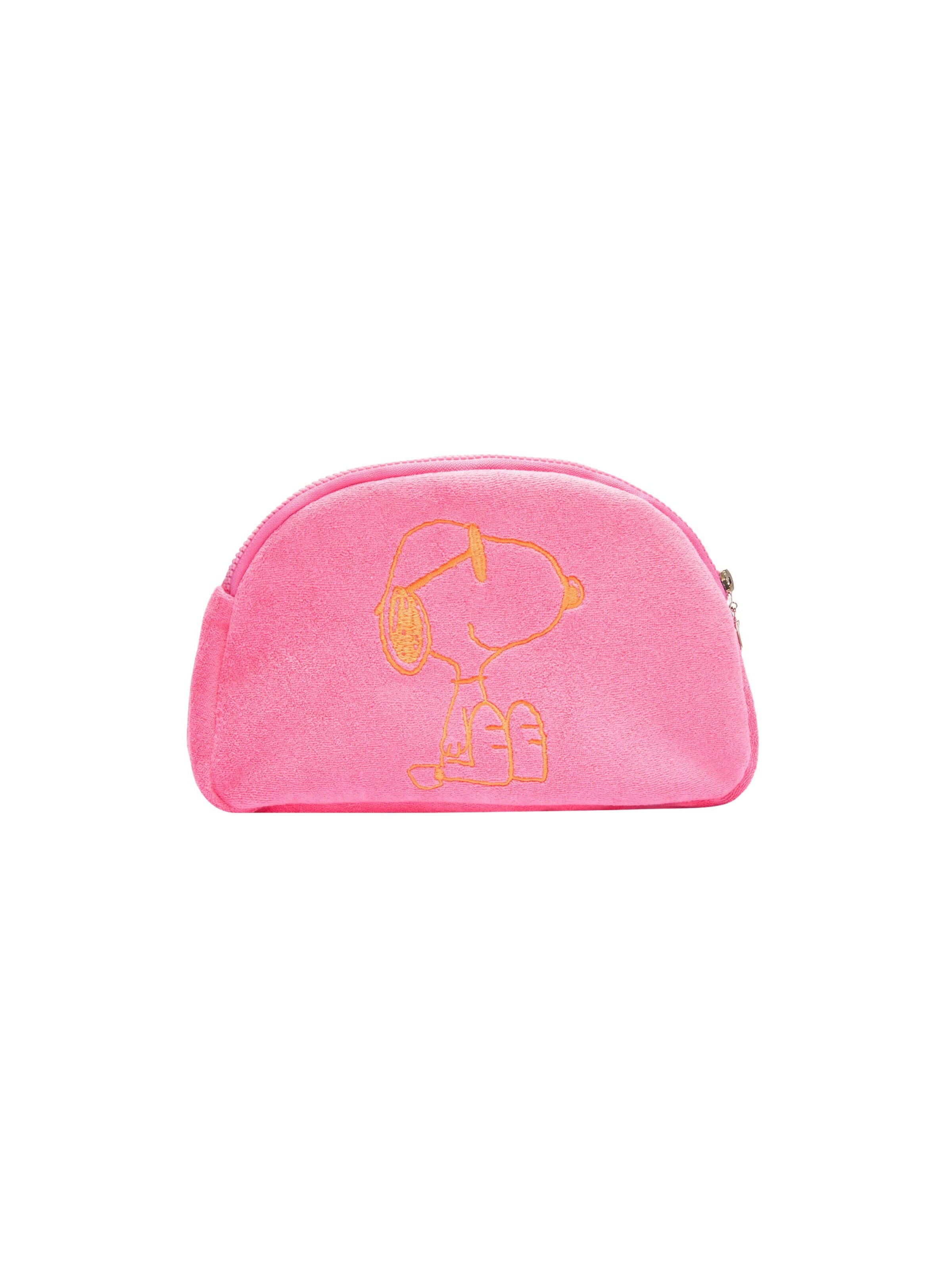 CODELLO Kosmetiktasche mit Snoopy-Stickerei in Pink: Vorderseite