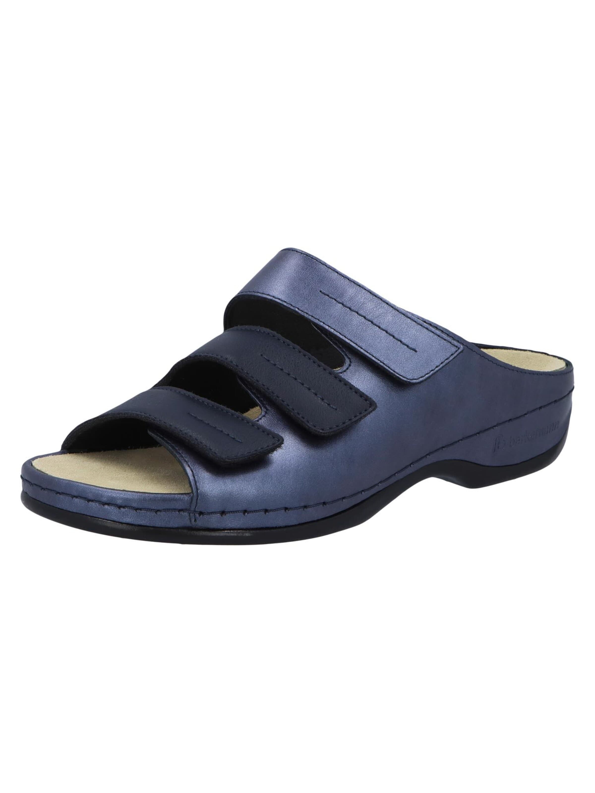 BERKEMANN Muiltjes 'Andrea' in Blauw: voorkant