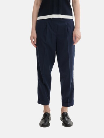 Regular Pantalon à pince TOM TAILOR en bleu : devant