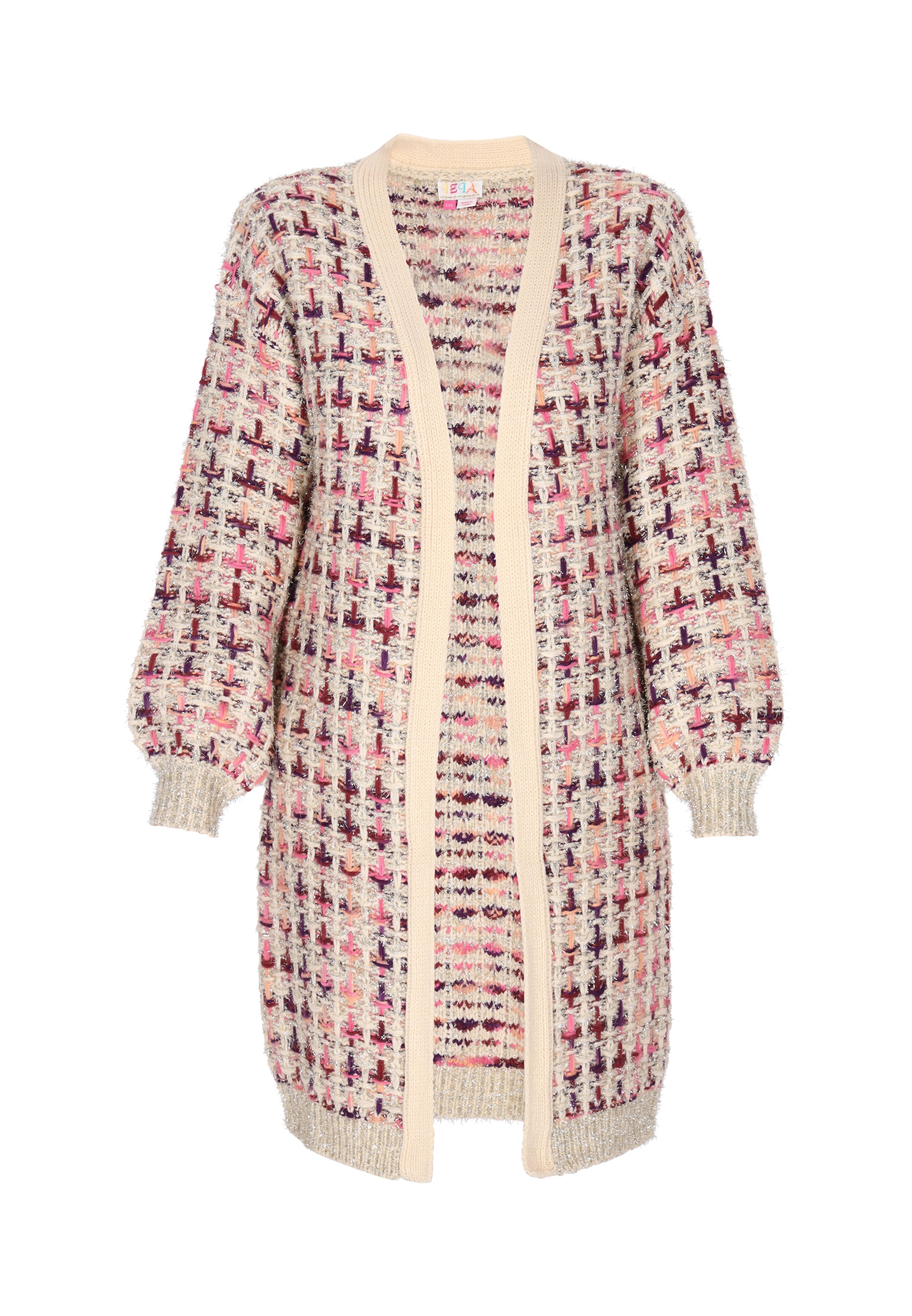 Geacă tricotată de la IZIA pe bej: față