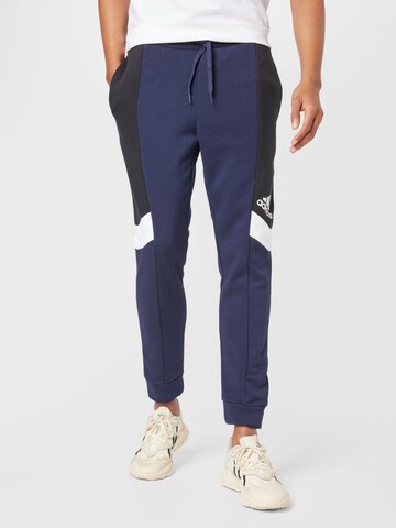 ADIDAS SPORTSWEAR Tapered Workout Pants 'Essentials Colorblock' in Blue: front