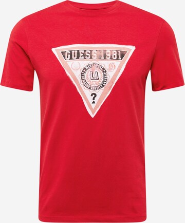 T-Shirt GUESS en rouge : devant