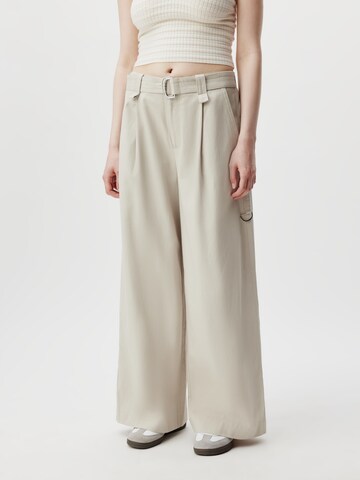 LeGer by Lena Gercke Wide leg Παντελόνι πλισέ 'Guya' σε μπεζ: μπροστά