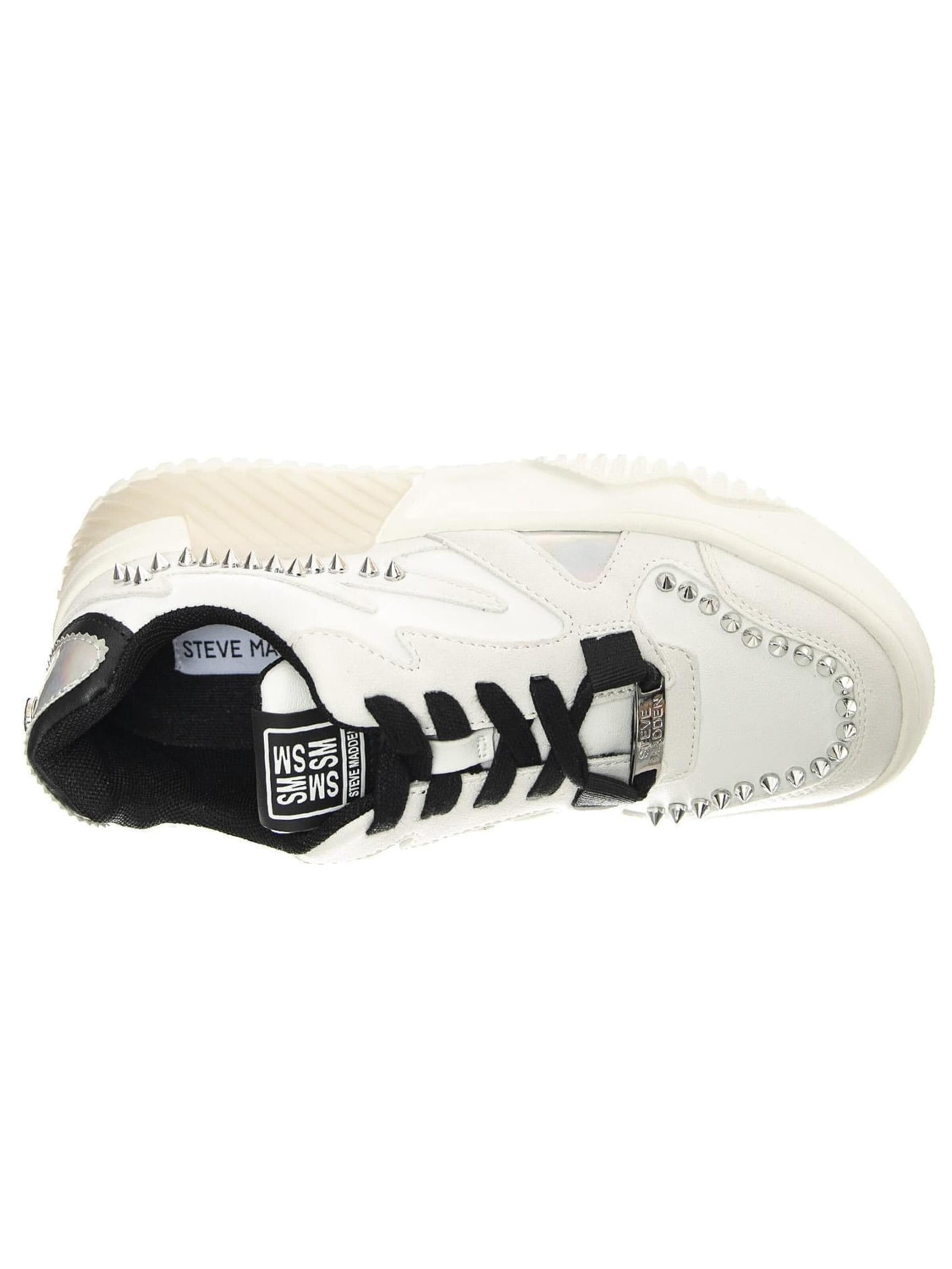 STEVE MADDEN Sportslig snøresko 'W' Whirl Black Multi Lace-Up Low-Profile Shoes' i hvid