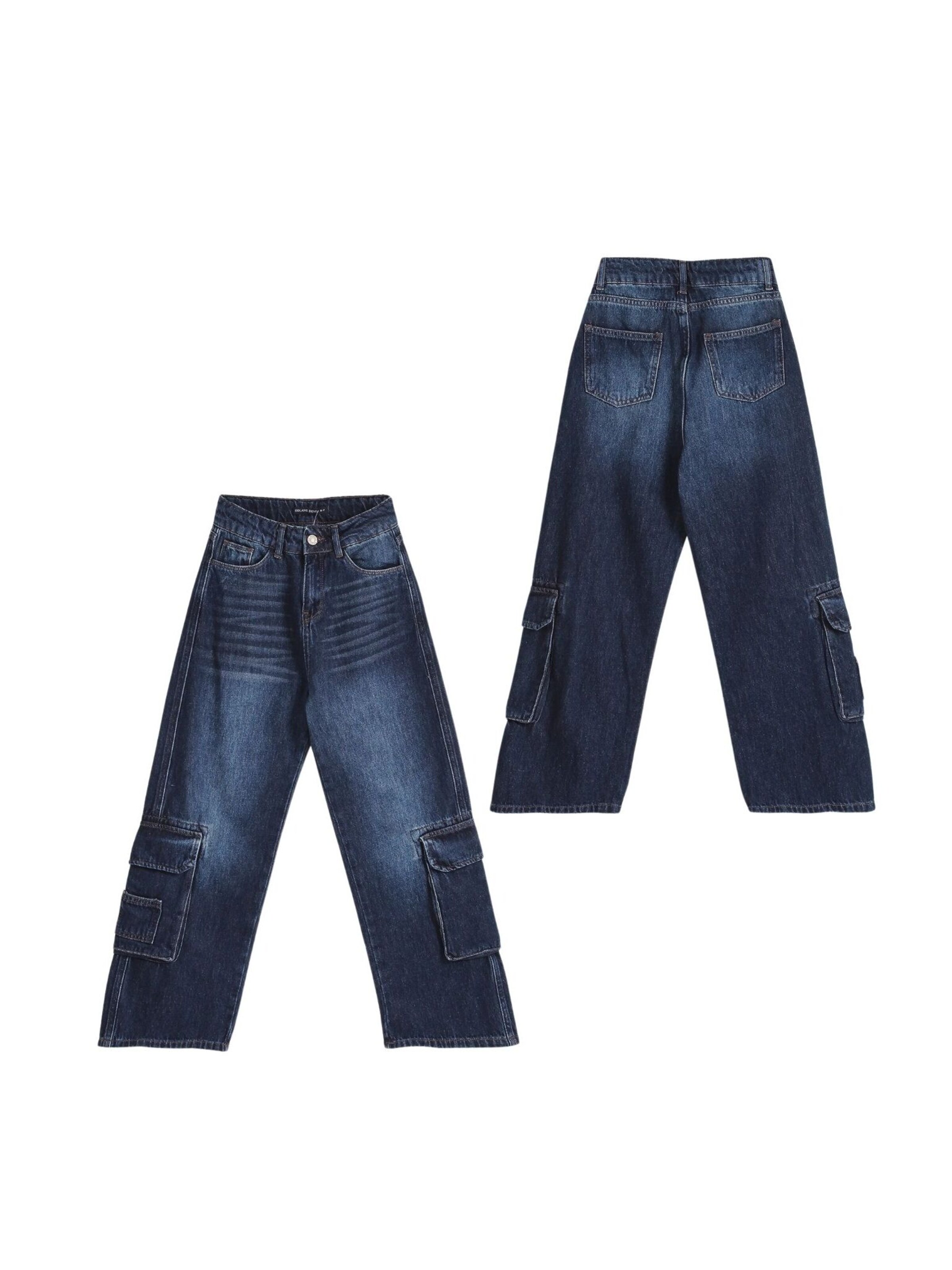 Solang Regular Hose Cargo-Look lässig mit Seitentaschen in Blau