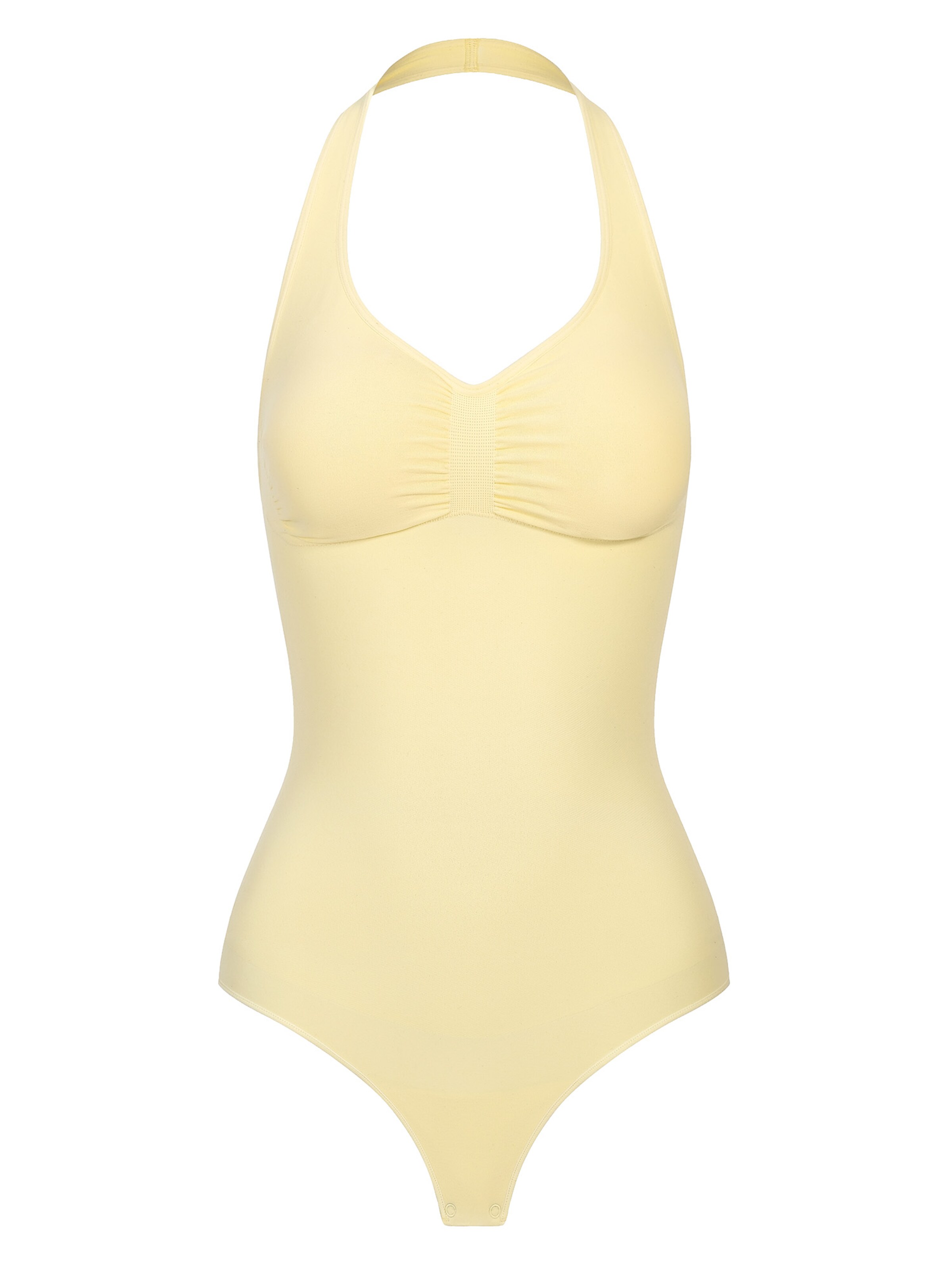 Body modellante 'Neckholder Bodysuit Sculpting Shapewear with String' di cfab (formerly creamy fabrics) in giallo: frontale