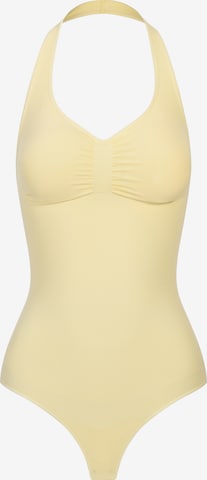 Body modellante 'Neckholder Bodysuit Sculpting Shapewear with String' di cfab (formerly creamy fabrics) in giallo: frontale
