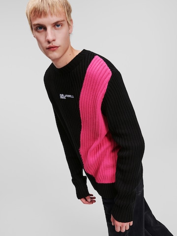 KARL LAGERFELD JEANS Sweater 'Ribbed Blocked' in Black