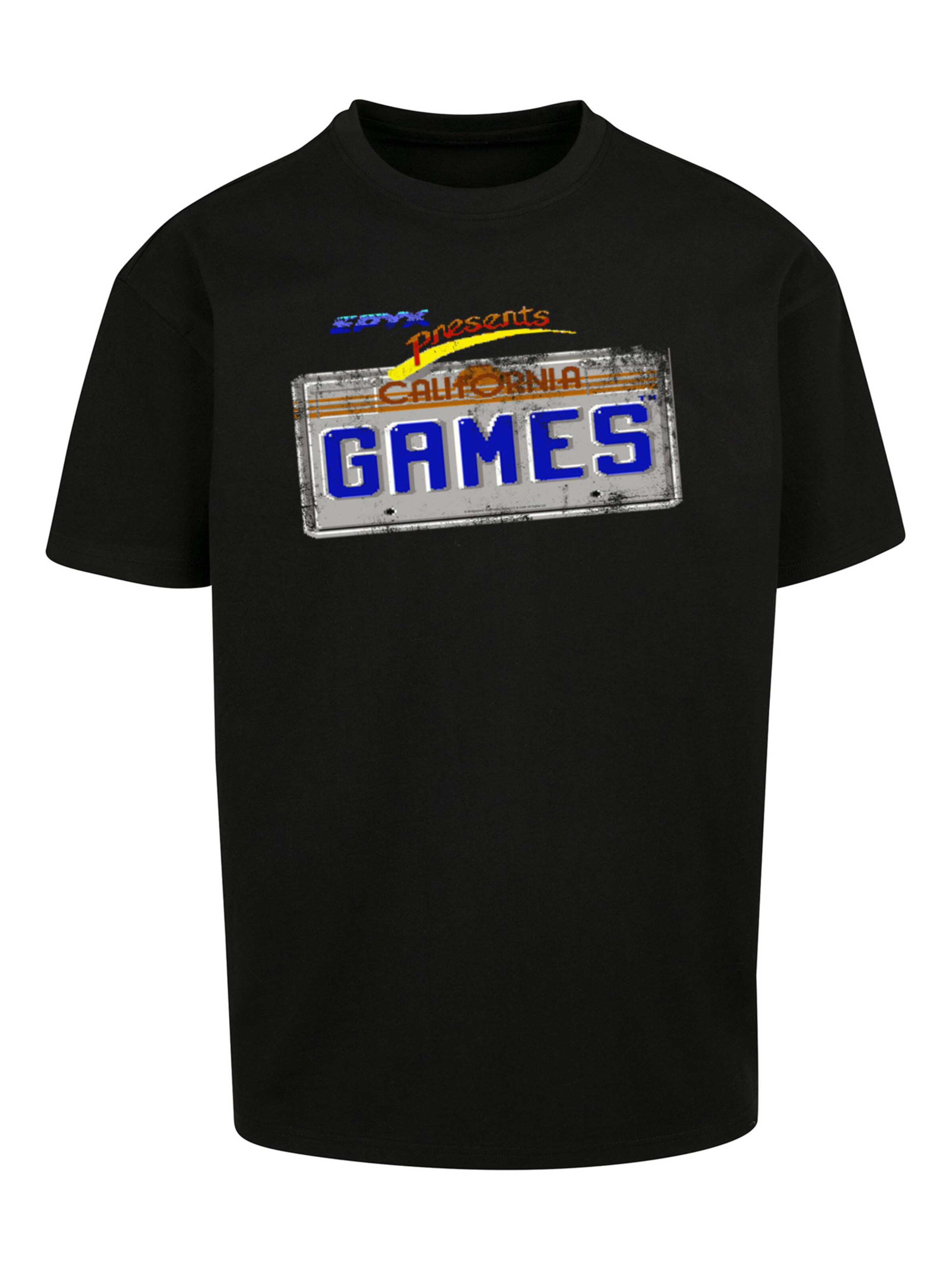 F4NT4STIC Shirt 'California Games Plate Retro Gaming SEVENSQUARED' in Black  | ABOUT YOU