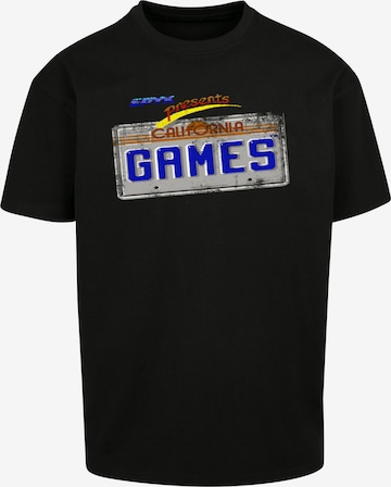 F4NT4STIC Shirt 'California Games Plate Retro Gaming SEVENSQUARED' in Zwart: voorkant
