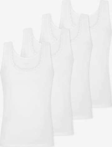 Maillot de corps ' Cotton Lace ' uncover by SCHIESSER en blanc : devant