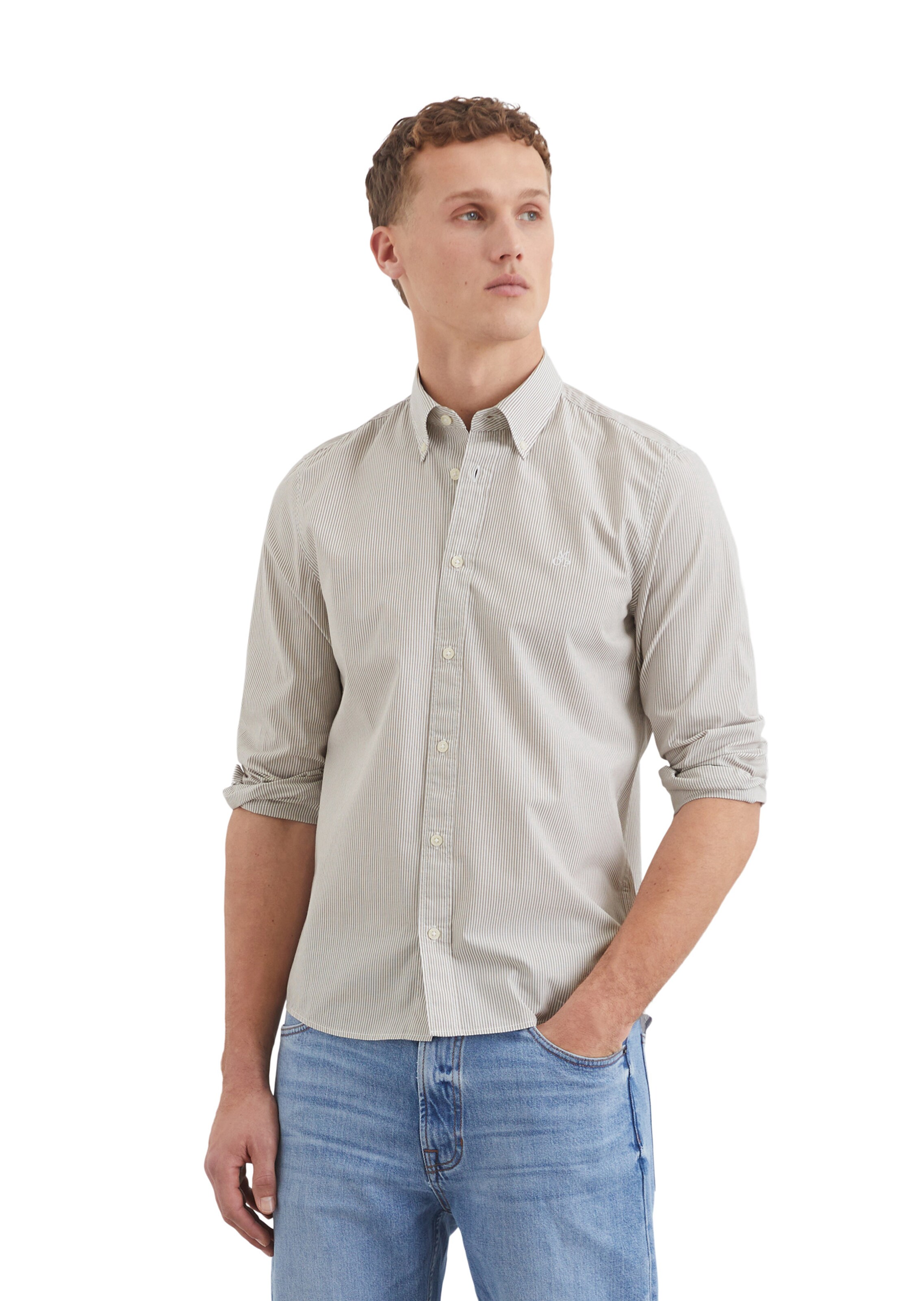 Marc O'Polo Regular fit Button Up Shirt in Brown: front