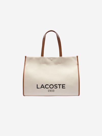 One Size dydžio Pirkinių krepšys 'Lacoste Sac Cabas Heritage Canvas Lacoste Naturel Tan' iš LACOSTE, spalva – balta, Prekių apžvalga