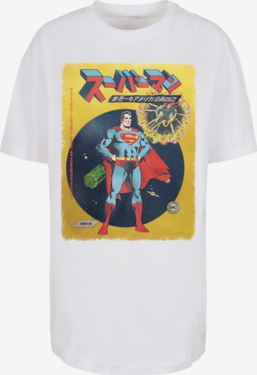 F4NT4STIC T-shirt oversize 'Superman International Cover' en bleu clair / jaune d'or / noir / blanc, Vue avec produit