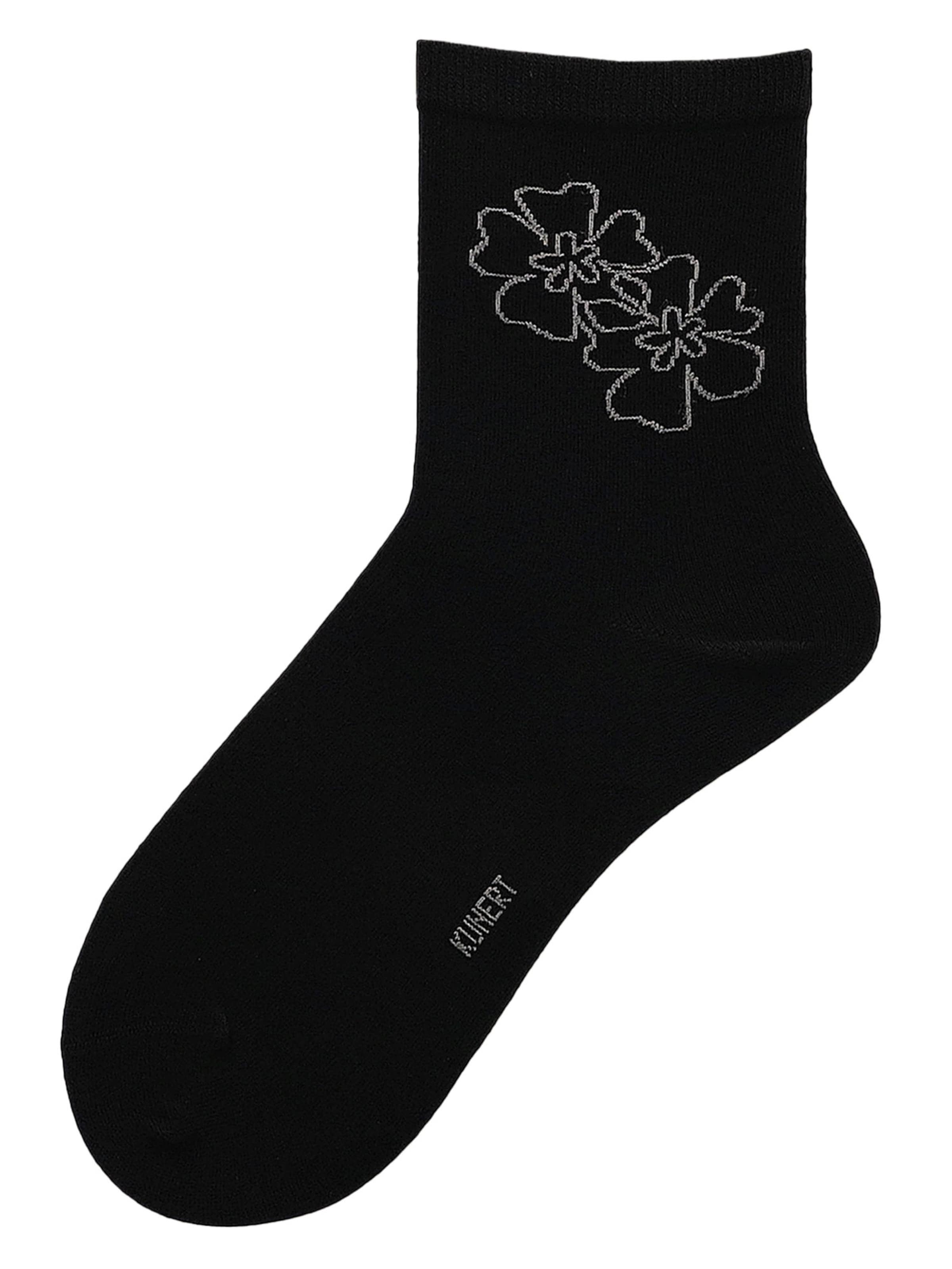 KUNERT Socks 'Flower Love' in Black: front
