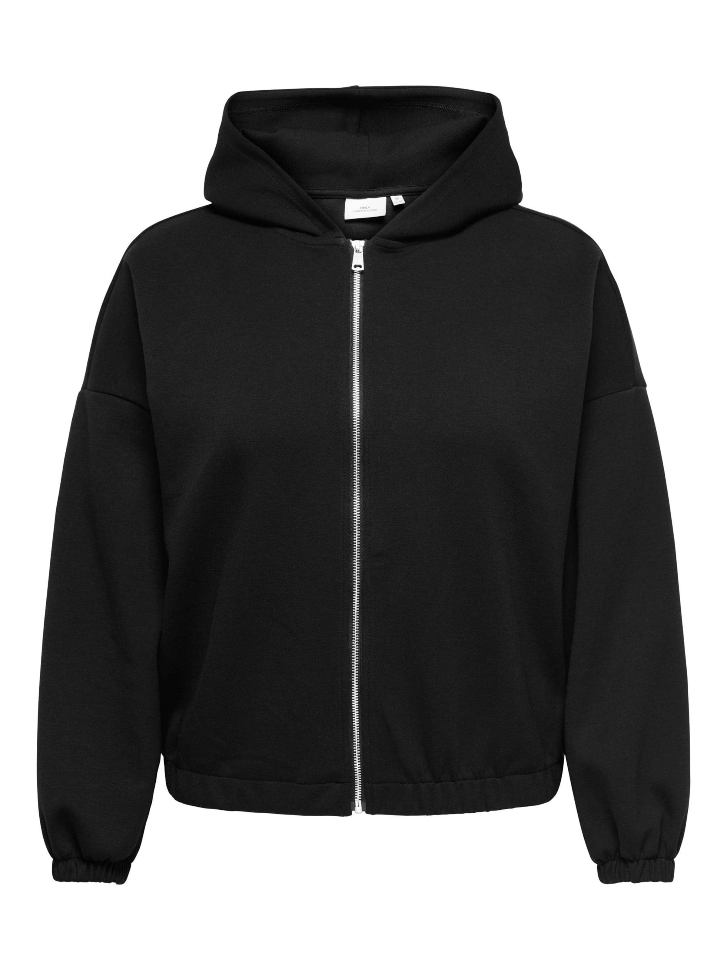 ONLY Carmakoma - Sudadera con cremallera 'CARScarlett' en negro: frente