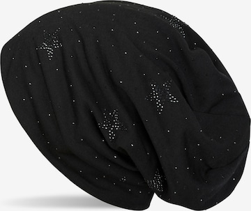 styleBREAKER Mütze 'Beanie mit Strass Sterne' in Schwarz: Vorderseite
