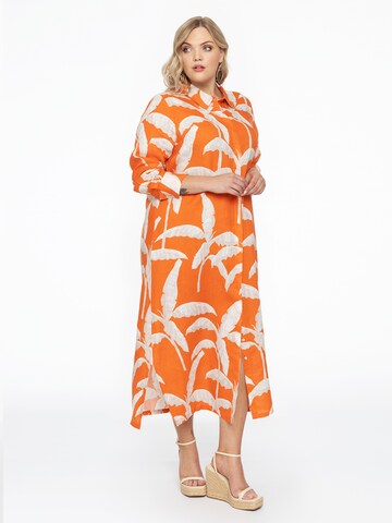 Yoek Shirt Dress in Orange