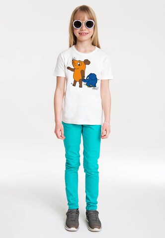 LOGOSHIRT T-Shirt 'Maus & Elefant' in Weiß