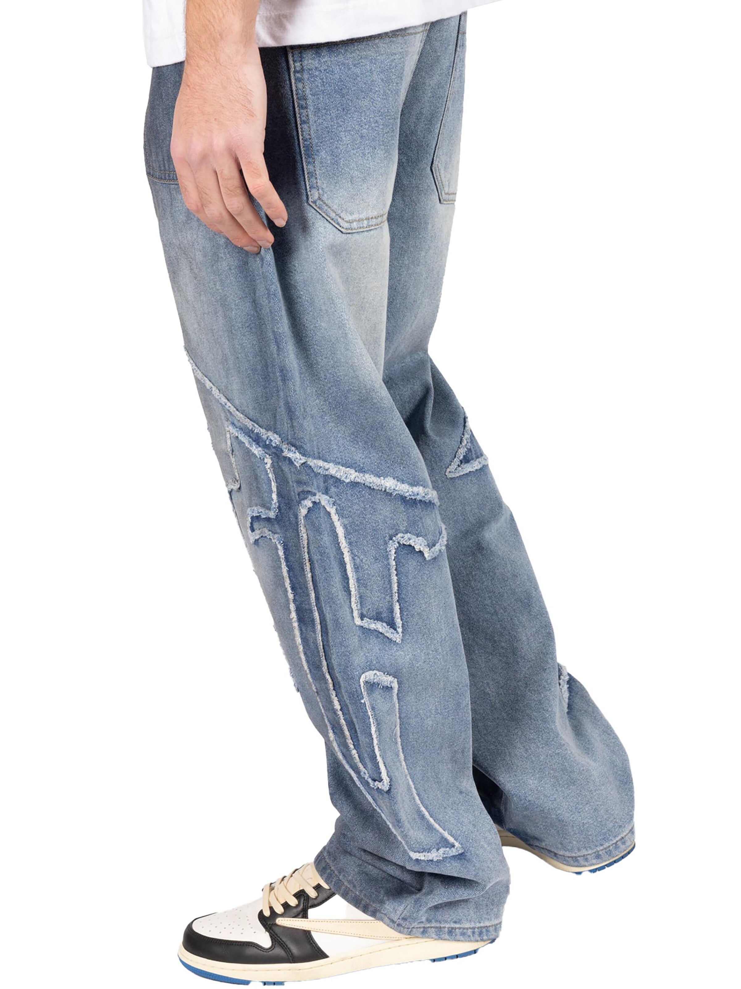 FAVELA Baggy Jeans 'Distressed F' in Blue