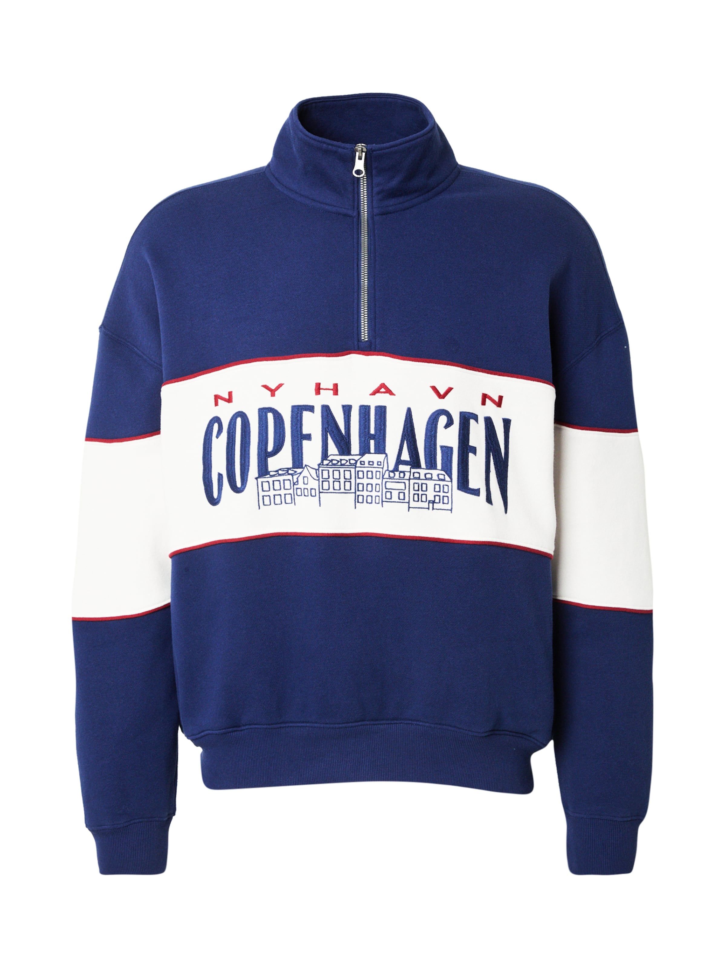 Megztinis be užsegimo iš HOLLISTER, spalva – tamsiai mėlyna jūros spalva / raudona / balta, Prekių apžvalga