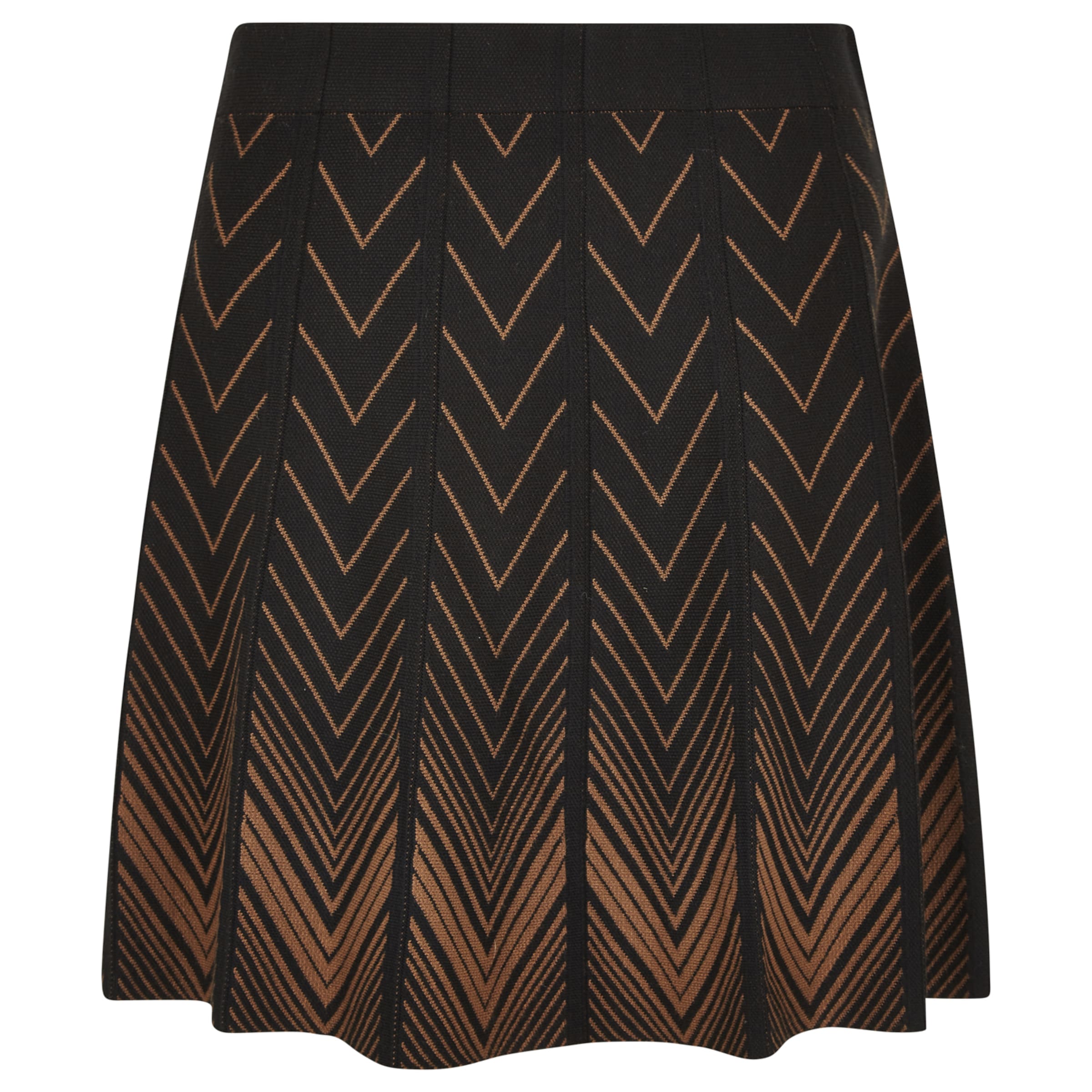 Apricot Chevron Knit Pleated Mini Skirt ' ' in Schwarz: Vorderseite