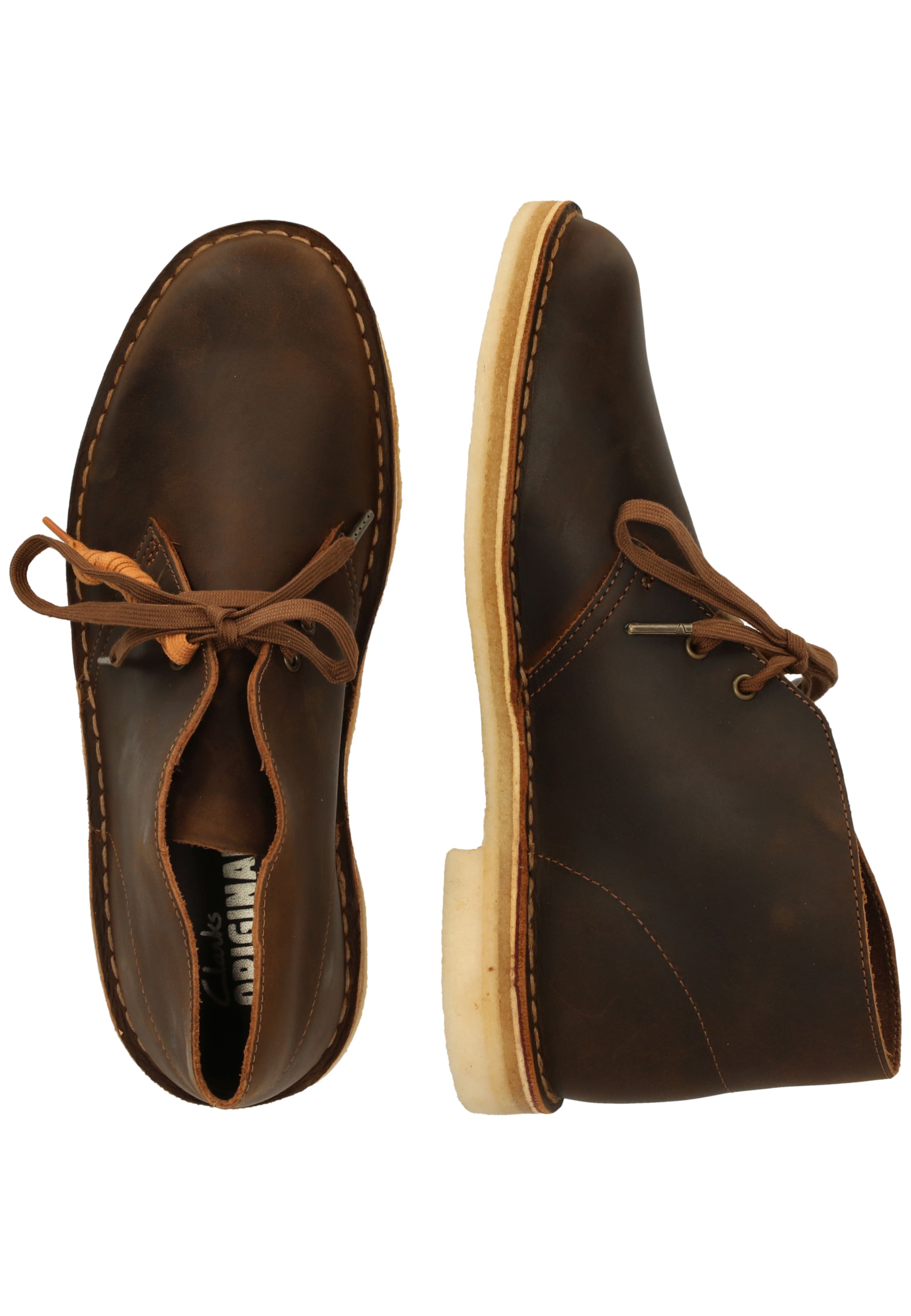 CLARKS Schnürschuhe 'Desert Boot Beeswax' in Braun