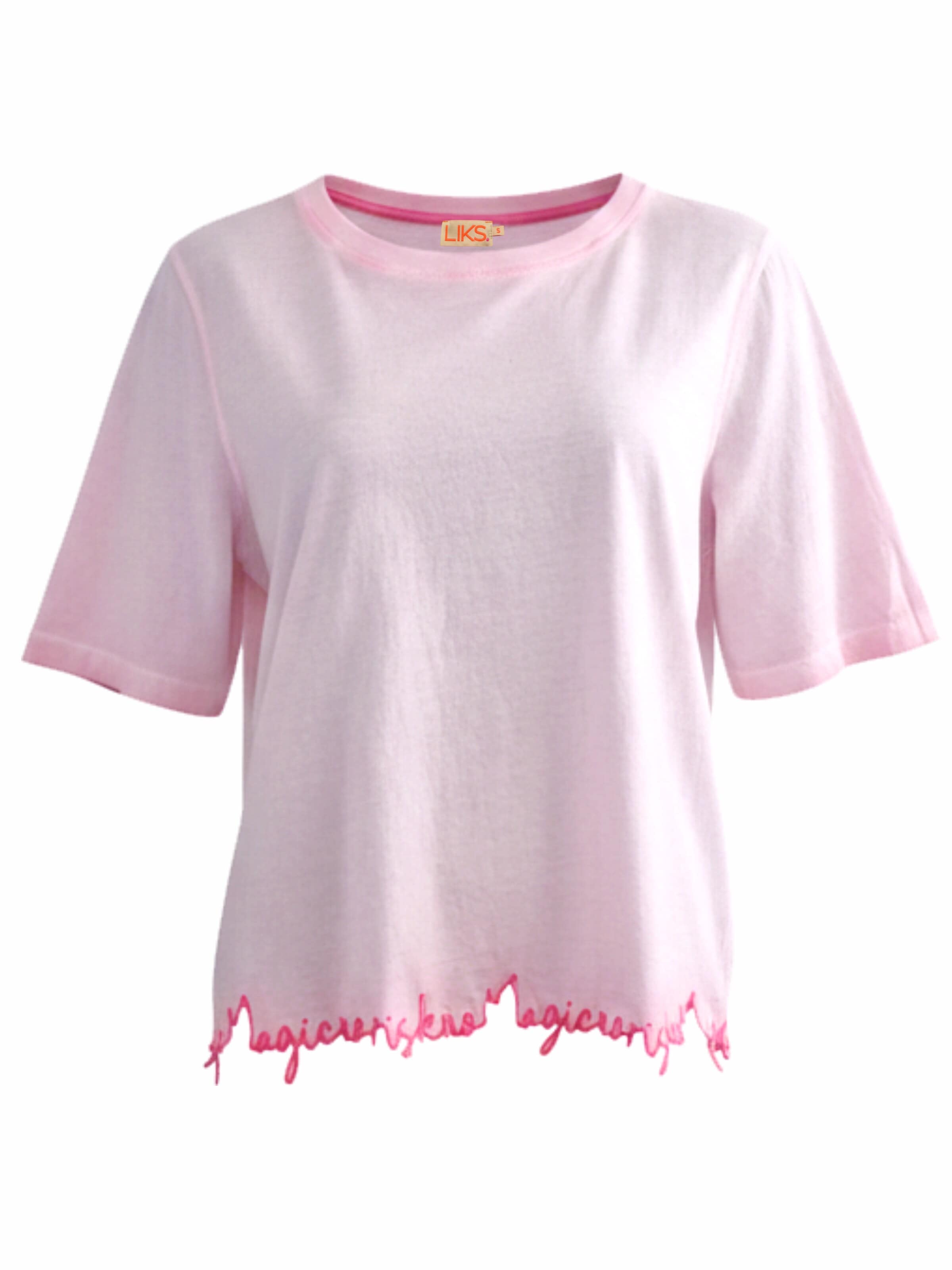 T-shirt 'Tshirt mit Stickerei aus Bio Baumwolle - PinaC' LIKS. Munich en rose : devant