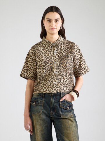PIECES Blouse 'PCSalume' in Bruin: voorkant