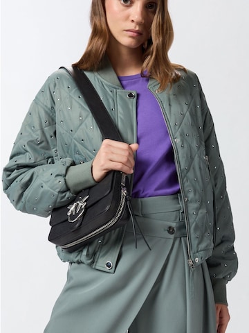 PINKO Schoudertas 'Pinko Sac Rabat Love One Slouchy Zip Mini Vite Noir' in Zwart