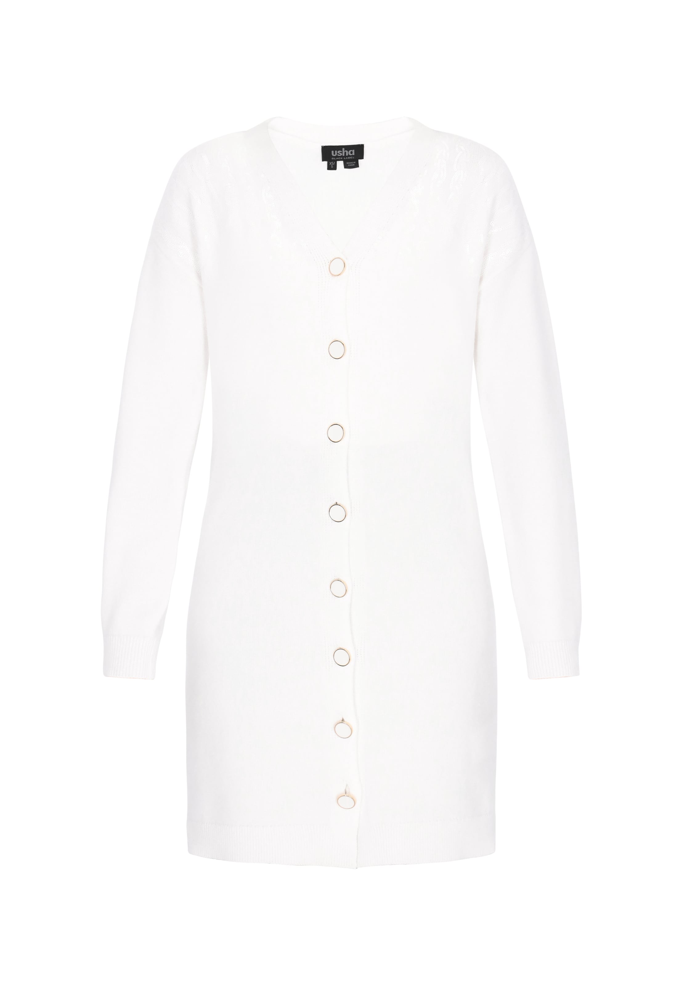 usha BLACK LABEL Gebreid vest in Wit: voorkant